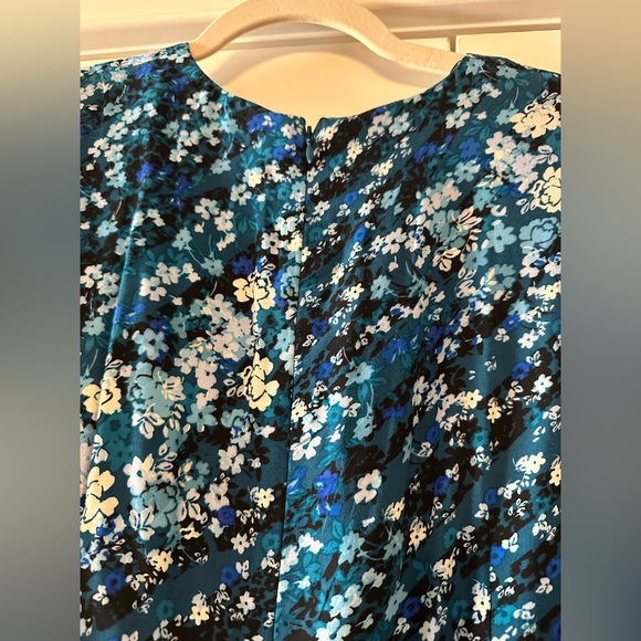 Calvin Klein Blue Floral Wrap Midi Dress - Picture 4 of 7